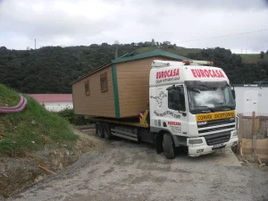 Transporte de casas modulares.